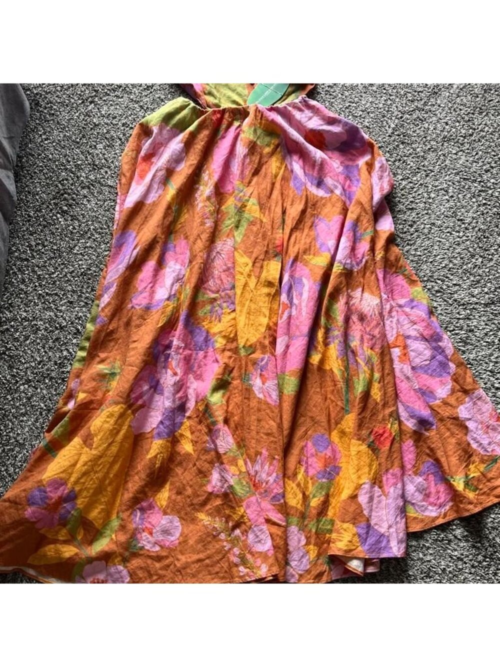 NWT Farm Rio Orange Large Maxi Dress Flower Cutout Vacation Tropical Floral Vaca - Picture 6 of 8